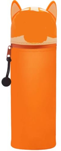 GDFJBG 2-in-1 Weiche Silikontasche, Cartoon Federmäppchen - Rote Federtasche Anime aus weichem Silikon für Stifte Federmappe und Stiftehalter (Cartoon Orange Hund)