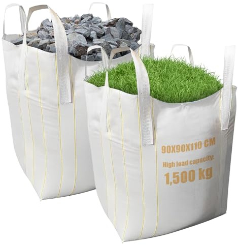 DAJAVE Big Bag - Sacchi per rifiuti da costruzione, 90 x 90 x 110 cm, 1.500 kg