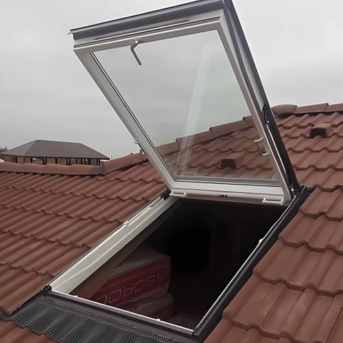 Ventanas De Tragaluz Para Techo, Ventana De Visión, Pequeña Salida De Tejado Para Ático, Tapa Con Vidrio Templado Doble Capa, Ventana De Aluminio Multiángulo Para Solárium(White,LxW:100x50cm(39x20in))