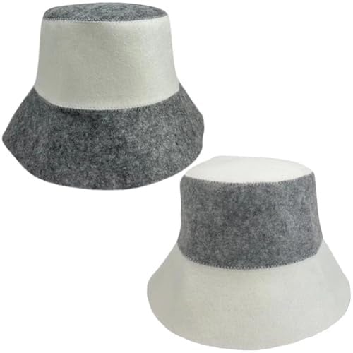Wiywef 2 Pcs Sauna Cap Shower Cap, Felt Bucket Sauna Hat, Portable Sauna Hat Reusable Bucket Ladies Shower Cap Felt Hat for Bathroom Spa Sauna Accessories