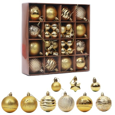 Weihnachtskugeln-Dekoration, Verschiedene Designs, bruchsichere Weihnachtskugeln, Elegante Weihnachtsornamente mit Aufhängeschlaufe für Weihnachtsbaum- und Wohnraumdekorationen (Stil-E)