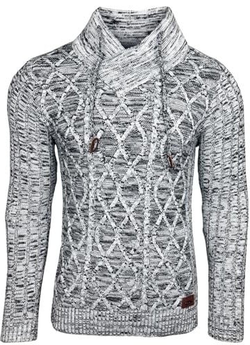 Subliminal Mode Jersey para hombre de punto grueso, cuello alto - Estilo básico - Jersey de punto tejido para invierno, cuello chal, mangas largas - Idea de regalo BX292, M