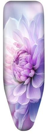 Bügelbrettbezug110X30Lila Blumen mit Schnurbindung & Stretch System - Hitzebeständig, Reflektierend, Waschbar Strapazierfähig und Leicht Anzubringen Bügelbrett Bezug