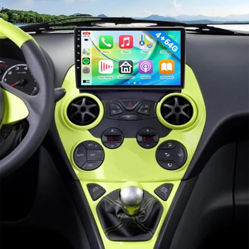 4+64G Android Car Stereo for Ford Ka Radio 2008-2014 Support Carplay 9in | Double Din Android Wireless Carplay Android Auto Support Bluetooth/GPS/WiFi/Backup Camera/SWC/FM/Mirror Link/IPS Touch Screen