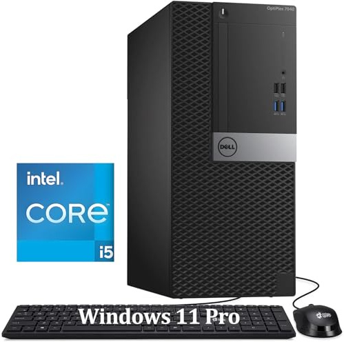 Dell Optiplex 7040 Mini Tower Desktop, Intel Core i5-6500T, 16 GB di RAM, SSD da 256 GB, tastiera americana QWERTY, Wi-FI, Bluetooth, Windows 11 Pro (ricondizionato)