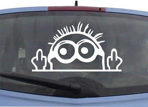 wDesigns Autoaufkleber Minion Stinkefinger Tuning Aufkleber Sticker Decal Heckscheibe