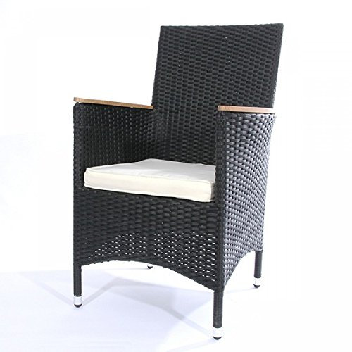 GMD GmbH MP Home & Garden® Polyrattan Sessel 'South, schwarz, mit Holzarmlehne