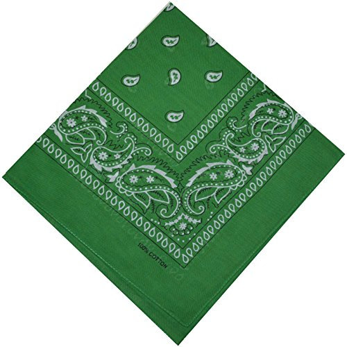 Bandana Halstuch Biker 1er 3er 6er 12er Pack Nikki Tuch Schal Paisley Kopftuch 100% Baumwolle 25 Farben (1er, Grün)