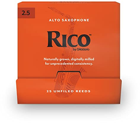 D'Addario Rico Altsaxophonblätter, Stärke 2,5, einzeln versiegelt, 25er-Pack