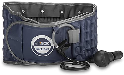 GINEKOO Dekompressions-Rückengürtel für Wirbelsäulenunterstützung und Schmerzen im unteren Rücken, Rückenstütze und Lendenwirbelstütze, marineblau (74–124 cm Taillenumfang)