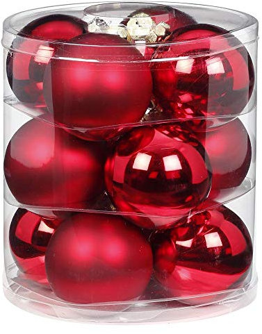 MAGIC Weihnachtskugeln Glas 8cm 12 STK. Christbaumkugeln Farbe: Bordeaux - Ochsenblut
