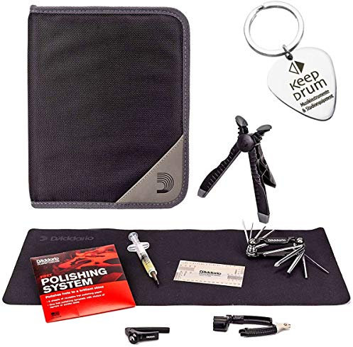 Daddario PW-EGMK-01 Gitarren-Pflegeset Werkzeug Set + keepdrum Schlüsselanhänger Plektrum