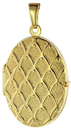 trendor Medaillon mit Netzmuster Gold 333 / 8K zauberhaftes Gold-Medaillon für Damen, einzigartiger Goldschmuck für Frauen, liebevolle Geschenkidee, 75535