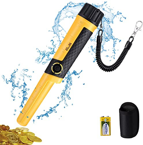 SAKOBS Metal Detector Pinpointer Wand: 5 Detection Depth, IP68 Fully Waterproof, Up to 66 Feet Underwater, 360°Detection Handheld Pin Pointer, 3 Modes (Buzzer, Vibration,Sound) for Adults & Kids