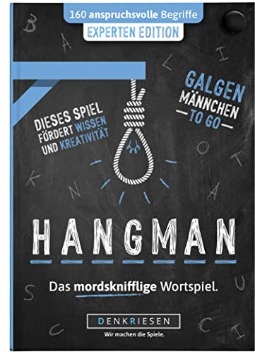 DENKRIESEN - Hangman - Einstein Edition - Galgenmännchen to GO | Spielblock | Partyspiel | Reisespiel | Wichtelgeschenk | Geburtstagsgeschenk | Rätselblock - Spiel ab 2 Personen, HM2002
