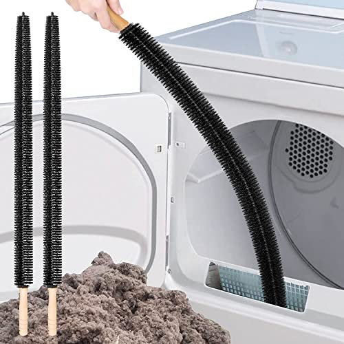 EMAGEREN Limpia Radiadores Casa Cepillo para Radiadores con Mango de Madera Limpieza de Radiadores Calefaccion Flexible Cepillo para Limpiar Radiadores para Mueble Lavadora Refrigerador- Largo de 75cm