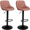 Happy Garden Lot de 2 tabourets de Bar en Velours Rose Robin. Chaise de Cuisine, au Design Moderne, avec Assise, réglable en Hauteur, Rotation à 360° et Repose-Pieds.Tabouret avec Dossier en Velours
