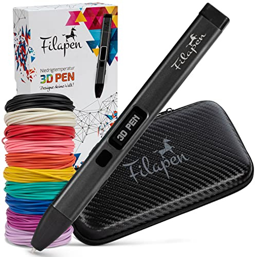 Premium 3D Stift mit 10 Filamenten und Etui (Schwarz) | 3D stifte für Kinder und Erwachsene inkl. Ebook | 3D Pen set für Anfänger und Profis | DIY-Bastelset | 3 D Druckstift mit Schablonen | Bastelset