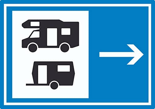 Wohnmobil- und Wohnwagenplatz rechts Symbol Aufkleber A3 (297x420mm)