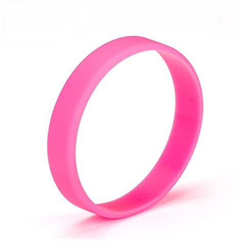 PJRYC 50pcs Deportes de Pulsera de Goma Pulsera sólida Pulseras de Silicona Amistad Bandas de Mano Brazalete de Baloncesto Brazalete Accesorios (Length : Teen 180x12x2 mm, Metal Color : Rose Red)