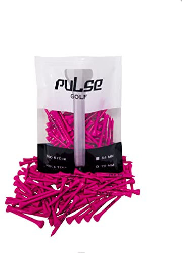 Premium Holz Golf Tee - 100 Stück (Neon Pink, 70)