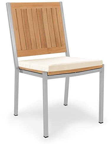 Garland Sitzauflage Monaco 60x60 cm Outdoor 7cm Dicke Wasserabweisend Wetterfest Strapazierfähig Gartenstuhl Stuhl Stuhlkissen Sitzkissen Auflage Weiß