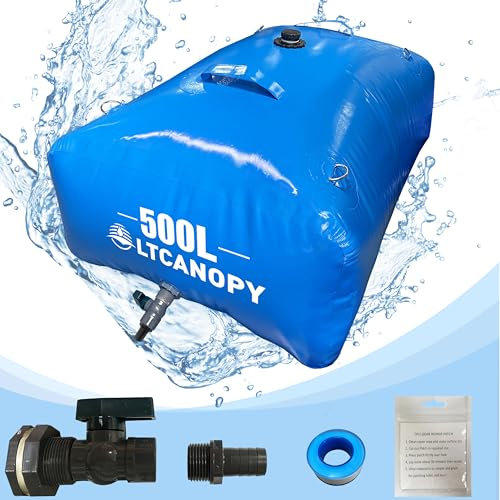 LTCANOPY Tragbare Wasserblase Wasserspeicherbehälter, haltbarer Wassertank, Im Freien verdickter Faltbarer, Notwasserspeicher mit Wasserhahn, Garten Regenwassersammler Camping Wassersack(500L) …