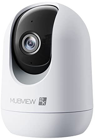 MUBVIEW 2K Überwachungskamera Innen,Kamera Überwachung Innen,Baby Kamera,24/7 WLAN Kamera,360°Hunde Kamera,Nachtsicht,Zwei-Wege-Audio,Haustierkamera,Bewegungsverfolgung,SD&Cloud