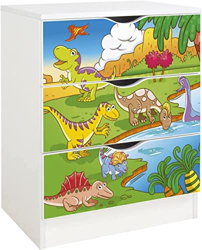 Leomark Commode en Bois avec 3 tiroirs - Roma - Blanche Meuble pour Chambre d'enfant, Style scandinave, Meuble de Rangement, Dim : 60 x 42 x 78 cm (Dino)