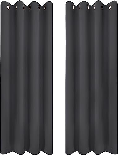 Utopia Bedding Blackout Curtains Grommet Thermal 2 Panels Drapes [Grey, 46 x 90 Inches] Sound Insulated Curtain for Bedroom and Living Room (117x228 cm)