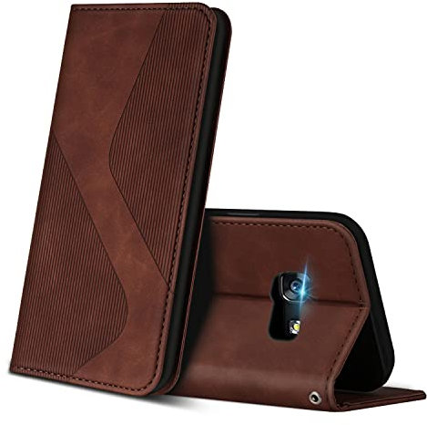 ZONNAVI Hülle für Samsung Galaxy A3 2017, PU Leder Handyhülle mit Kartenfächer und Standfunktion, Lederhülle Flip Wallet Case Schutzhülle für Samsung A3 2017 (Braun)