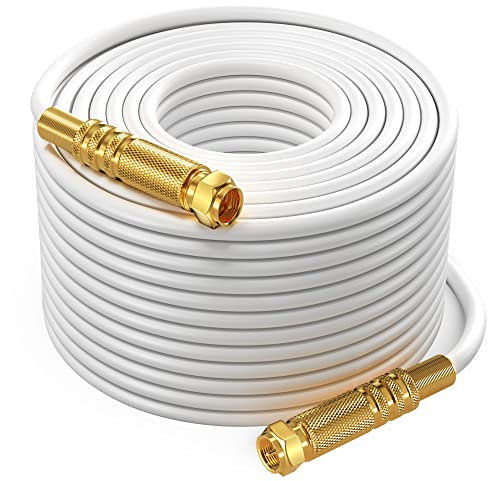 Cavo coassiale RG6 – Quad schermato, 76,2 m, cavo in rame bianco non ossigeno per TV, Internet e altro – cavo coassiale flessibile