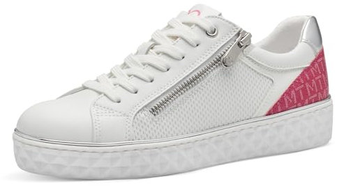 MARCO TOZZI Damen Sneaker flach Vegan Freizeit, Mehrfarbig (White Pink), 37 EU
