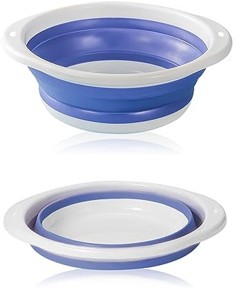 ASFINS barreño plegable, barreño, cuenco de lavado redondo plegable mediano multifuncional, cuenco plegable portátil que ahorra espacio para lavar verduras, lavavajillas, ropa interior (Púrpura)