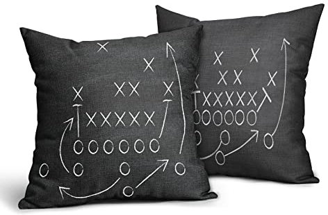 American Football Kissenbezüge, 50,8 x 50,8 cm, Taktikkreide, Tafel, Zeichnung, Baumwollleinen, Polyester, dekorativer Wurfkissenbezug für Schlafzimmer, Sofa, Wohnzimmer, Couch, Stuhl, Büro, 2 Stück