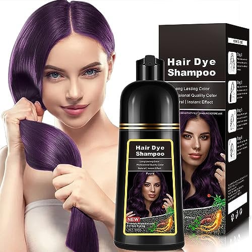 Natürliche Lila Haarfarbe Shampoo 500ml, 3-IN-1 Haarfärbeshampoo,Braunes Haar Pflege & Färben für Männer Frauen Farben in 10-15 min. (Purple)