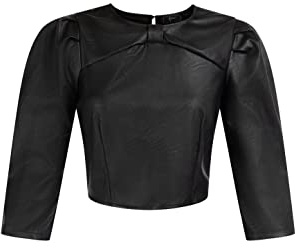 caspio Blusa de Cuero sintético, Negro, S para Mujer