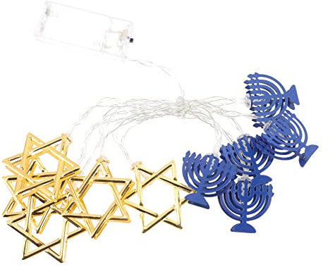 HOMSFOU Hanukkah Lichterkette in Form Eines Sechsstern-Kerzenhalters Batteriebetriebene Festliche Beleuchtung Für Schlafzimmer Kinderzimmer Und Wohnzimmer Ideal Für Hanukkah-Feiern Und Dekoration