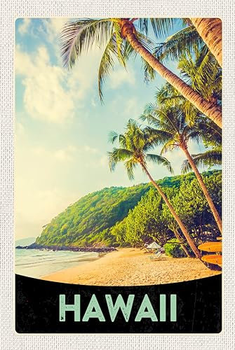 Blechschild 18x12 cm Hawaii Insel Strand Palmen Sonne Wand Deko Bar Kneipe Sammler Geschenk
