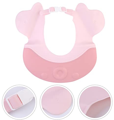 FRCOLOR Baby Hair Washing Shield Infant Shower Cap, Pe Adjustable Shampoo Hat for Baby and Kids, Protects Eyes from Water, Pink Bathing Cap for Haircuts and Bath Time