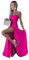generico Abito Donna Lungo Scollo Cuore Bretelle Bustier Spacco Alto Elegante Cerimonia Fucsia/Taglia Unica