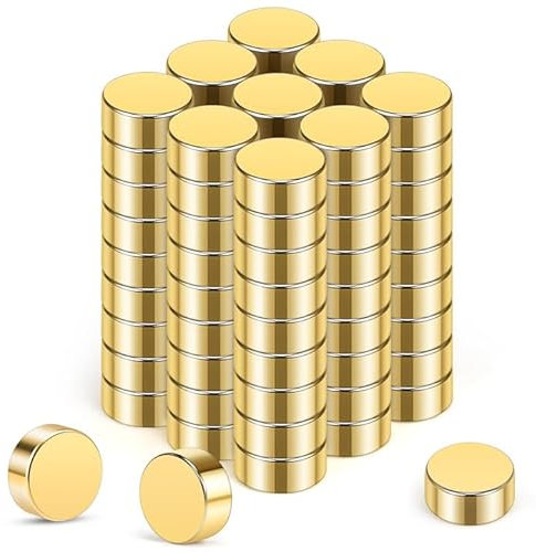 Wukong 6x3mm Mini Gold Starke Magnete, 80 Stück Klein Neodym-Magnet für Kühlschrank, Whiteboard, Schule, Büro, Mini Runde Magneten für Selbstgemachte Fotowand, Notizen