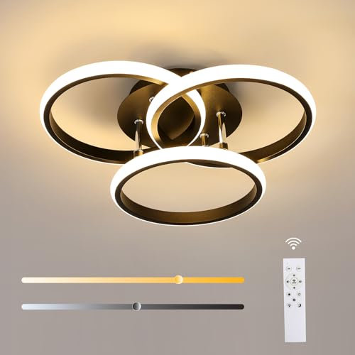 Comely LED Deckenleuchte Dimmbar Modern 42W 4500LM 40cm LED Deckenlampe Schwarz Rund Deckenleuchten mit Fernbedienung für Wohnzimmer, Schlafzimmer, Dimmbar 3000-6500K