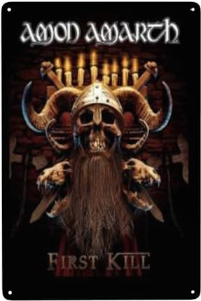 Amon Amarth Metall-Blechschild, Vintage-Wanddekoration für Zuhause, Büro, Café, Küche, Badezimmer, dekorative Wandkunst, Beschilderung, Retro-Schilder, Poster, Plakette