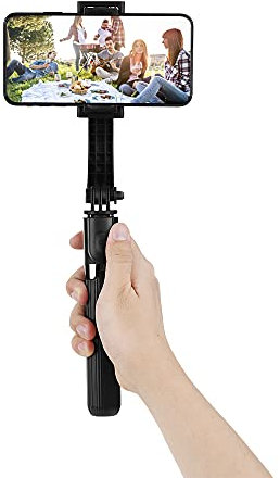 YIWENG L08 Gimbal Stabilizer Selfie Stick Trípode BT4.0 Aleación de Aluminio inalámbrica Selfie Stick Trípode Plegable para teléfono Inteligente Negro,Estabilizador de cardán