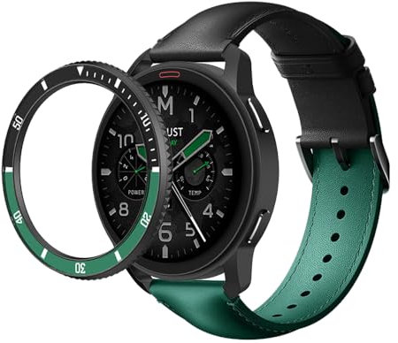 Sikai Smart Watch Case for Xiaomi Watch S3, Glass Protective Cover with Xiaomi S3 Accessories, Green-Black
