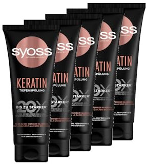 Syoss Tiefenspülung Keratin (5x 250 ml), reichhaltige Spülung mit Keratin bekämpft Frizz & sorgt für Glanz, Haarspülung für gesund aussehendes & widerstandsfähiges Haar