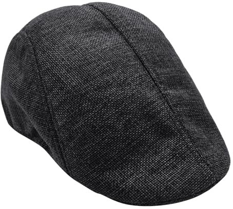 1 Stück Herren-Baskenmütze, klassische Leinen-Mütze, Retro-Taxifahrer-Mütze, perfekt für den Alltag (schwarz)