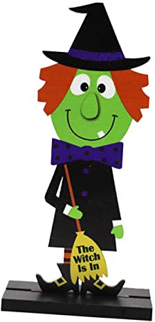 TOPPERFUN Holzfigur Halloween Dekoration Bunte Hexen-ornamente Für Schreibtisch Wohnzimmer Für Festliche Anlässe Leicht Und Stabil Sorgt Für Gruselige Stimmung