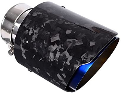 Auto Universal Gebrannter Blauer Edelstahl Glänzend Geschmiedete Kohlefaser-Auspuff-Endrohr-Endrohr-Endrohr-Endstück (Size : In 70mm Out 101mm)